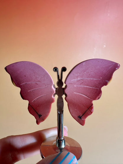 Mookaite Butterfly on Silver Stand | Adventure, Grounding & Personal Growth Crystal Décor