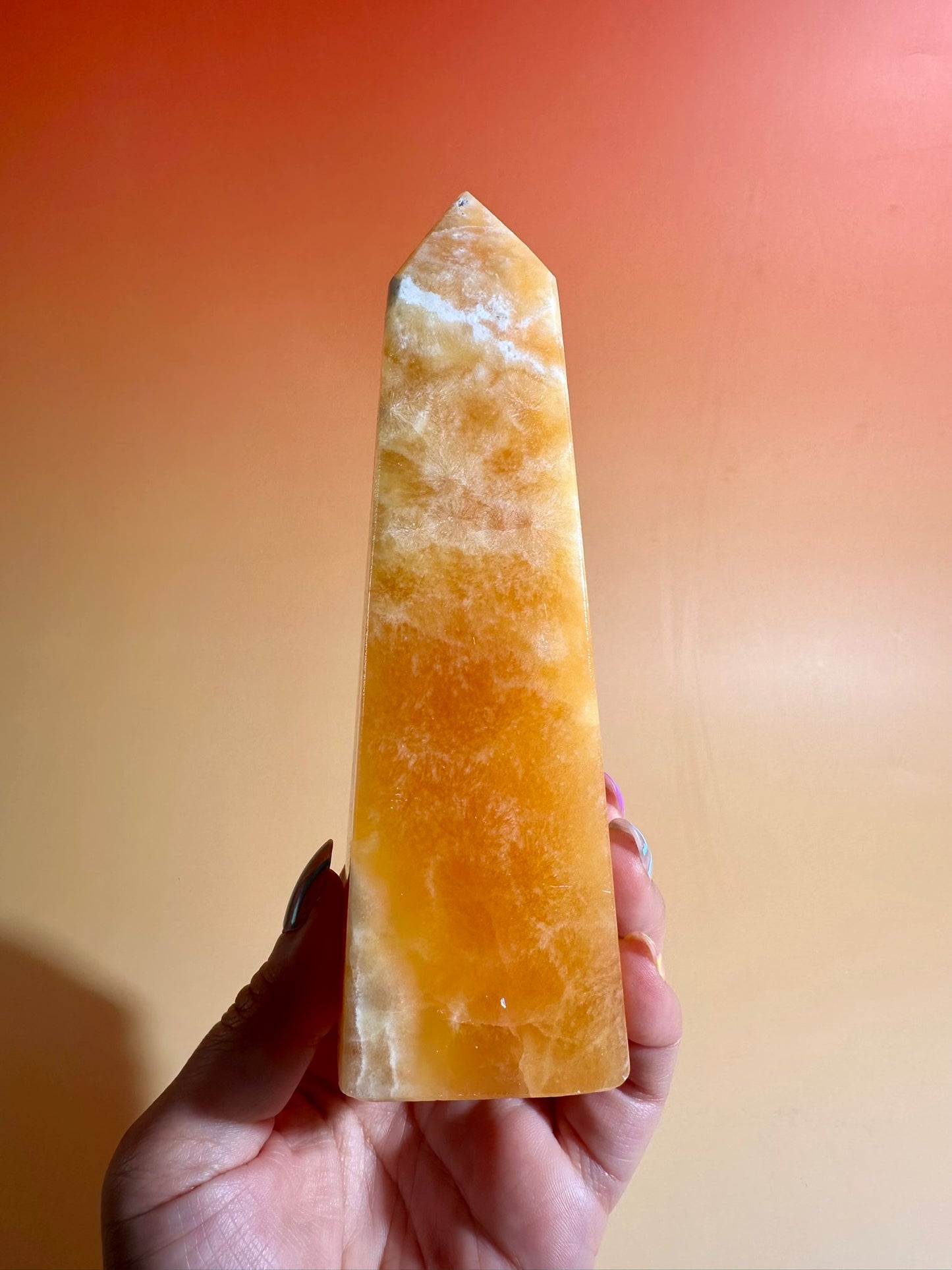 Orange Calcite Tower – Option E | Optimism, Confidence & Positive Transformation
