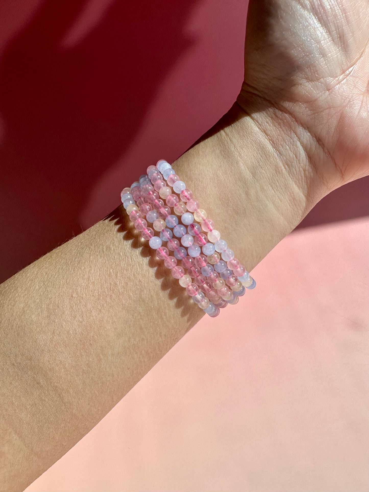 4mm Multi Beryl (Morganite) Beaded Bracelet