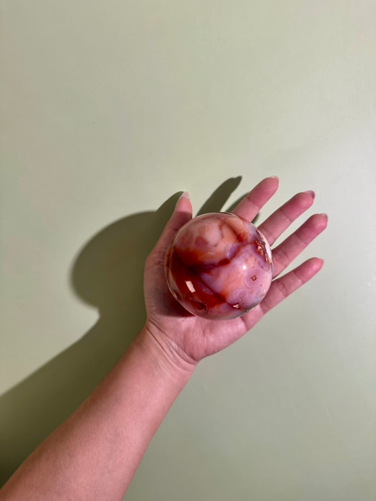 Carnelian Flower Agate Sphere Option D | Premium One-of-a-Kind Crystal
