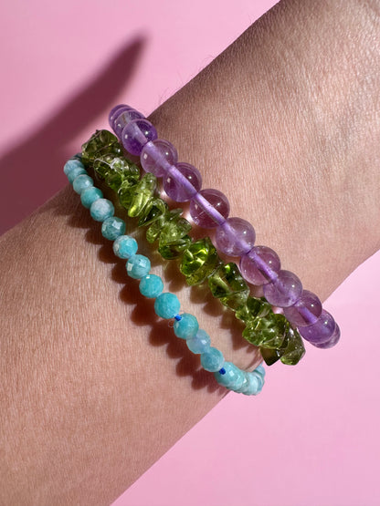 Bracelet Bundle Set: “Secret Garden" - Amazonite, Peridot, Amethyst