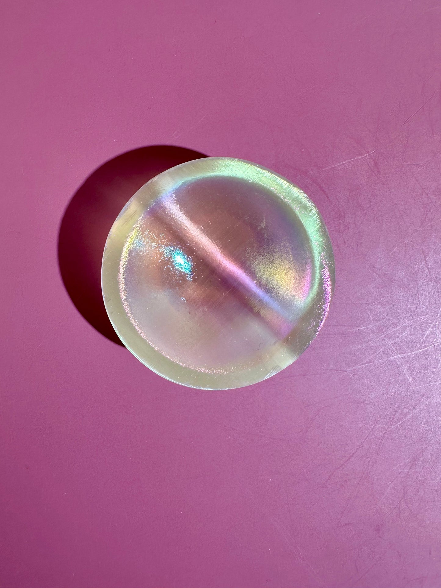 Small Round Aura Satin Spar (Selenite) Bowl | Intuitively Chosen Peace & Cleansing Energy
