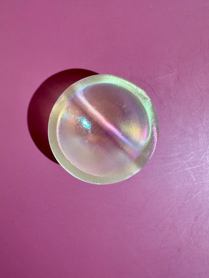 Small Round Aura Satin Spar (Selenite) Bowl | Intuitively Chosen Peace & Cleansing Energy