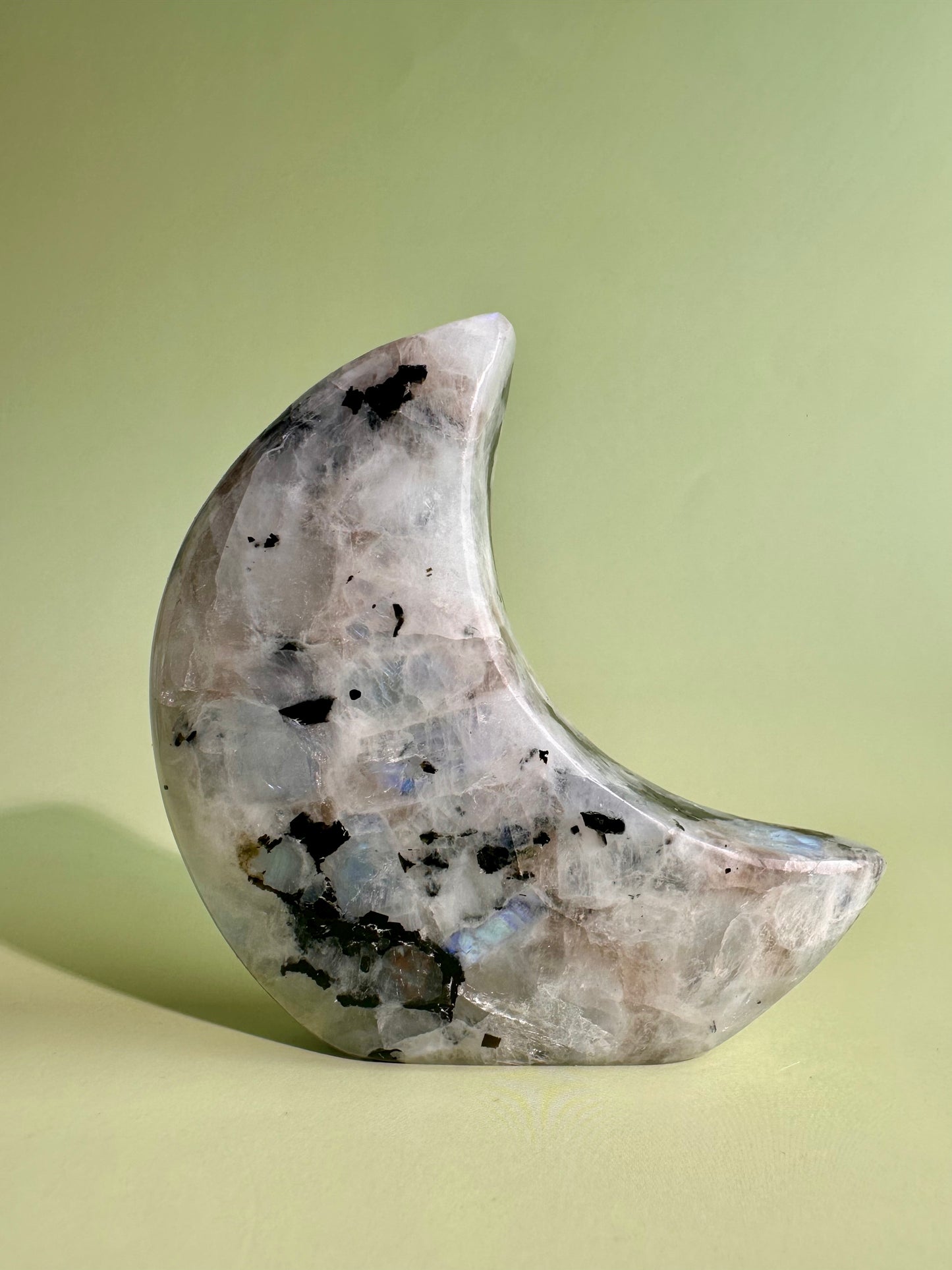 Rainbow Moonstone Standing Moon Carving