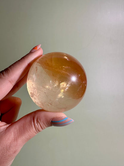 Honey Calcite Sphere – Option H | Collector Crystal, Joy, Inner Strength & Positivity