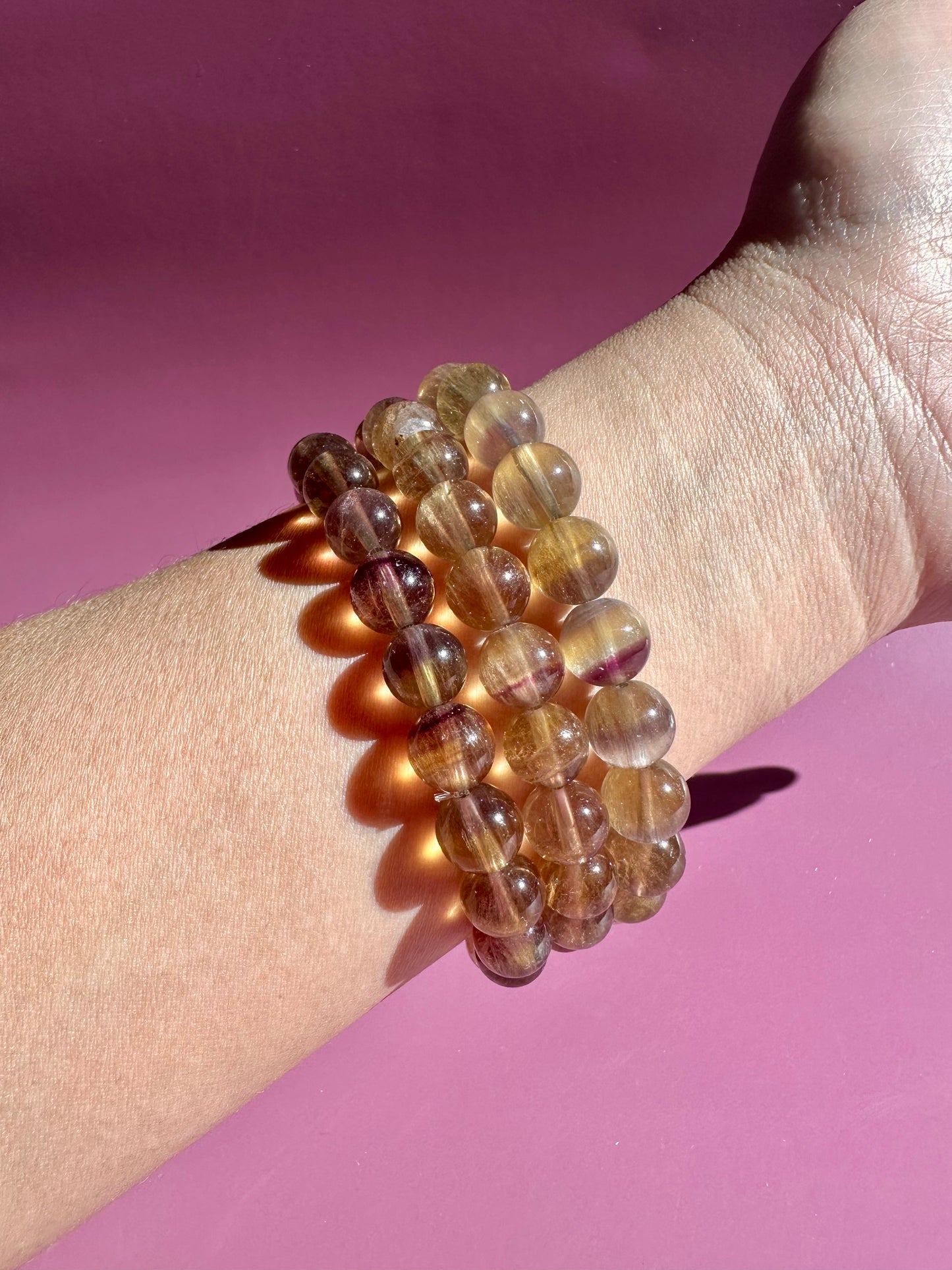 8mm Yellow Fluorite Beaded Bracelet