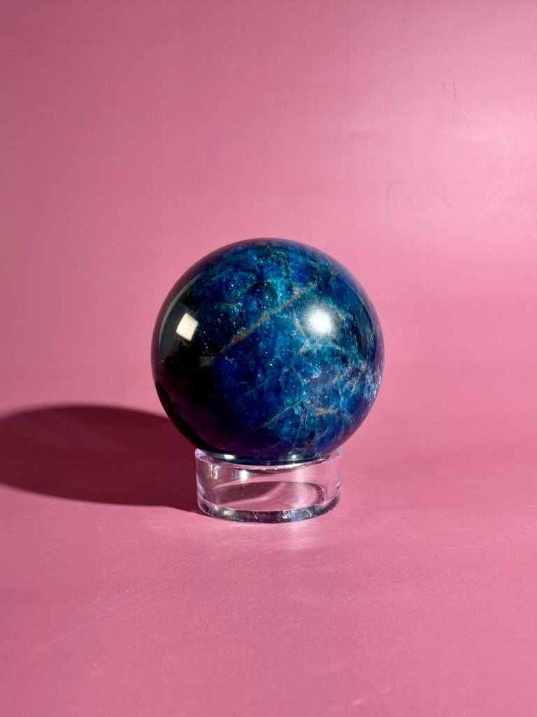 Blue Apatite Sphere – Option C | Collector Crystal, Intuition & Personal Growth