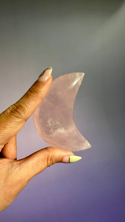 Rose Quartz Crescent Moon (Small, Medium, Large) - You Pick!