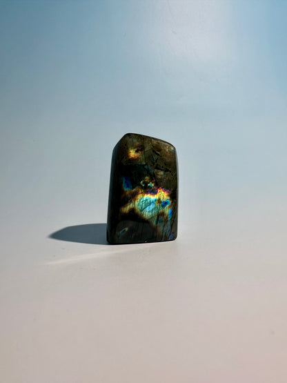 Small Oil Slick Rainbow Flash Labradorite Standing  Freeform – Option E