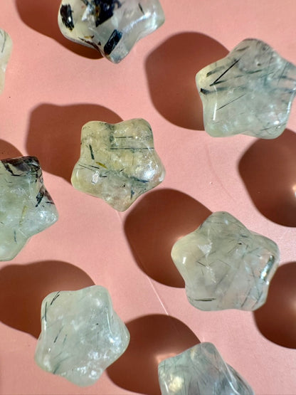 Mini Prehnite Star | Green Celestial Crystal Carving