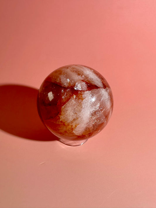 Fire Quartz Sphere – Option A | Confidence, Focus & Grounding Energy