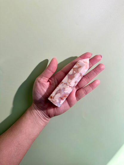 Carnelian Flower Agate Tower Option F | Motivation, Courage & Blooming Potential Crystal