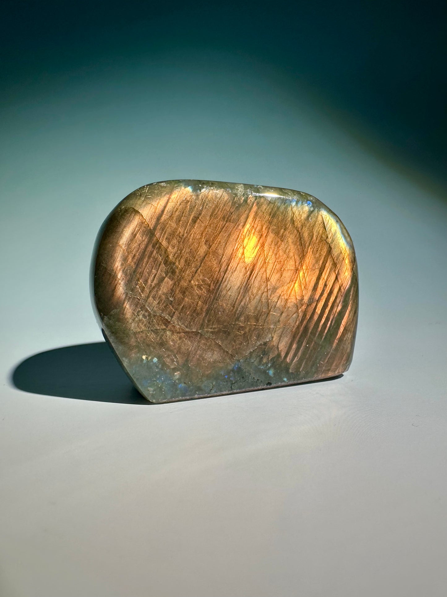 Medium Orange Flash Labradorite Standing Freeform – Option A