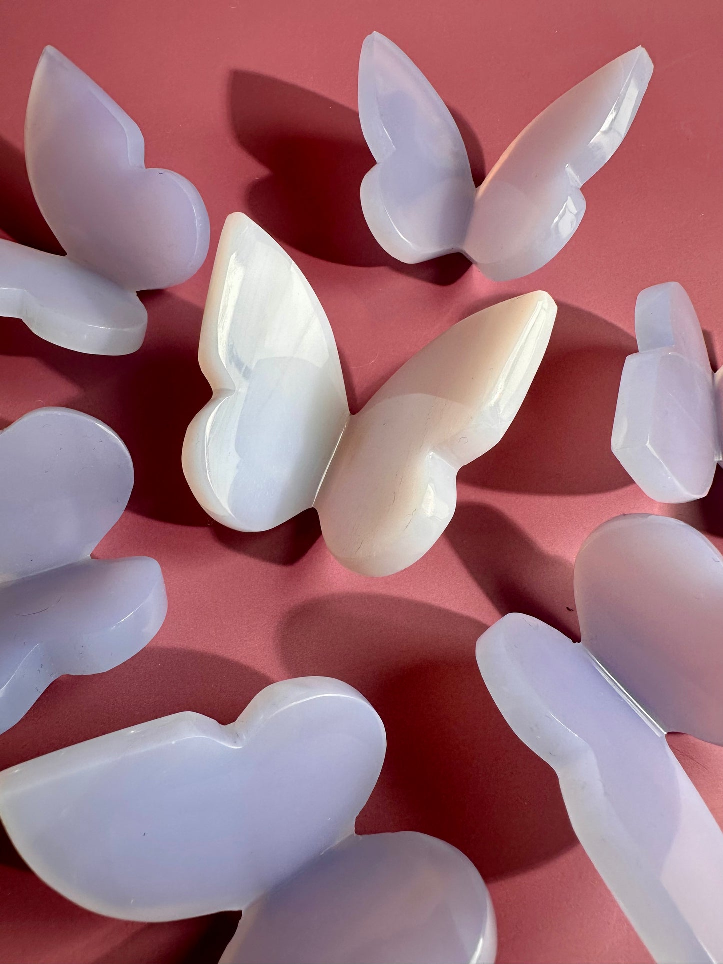 3D Blue Chalcedony Butterfly Carving