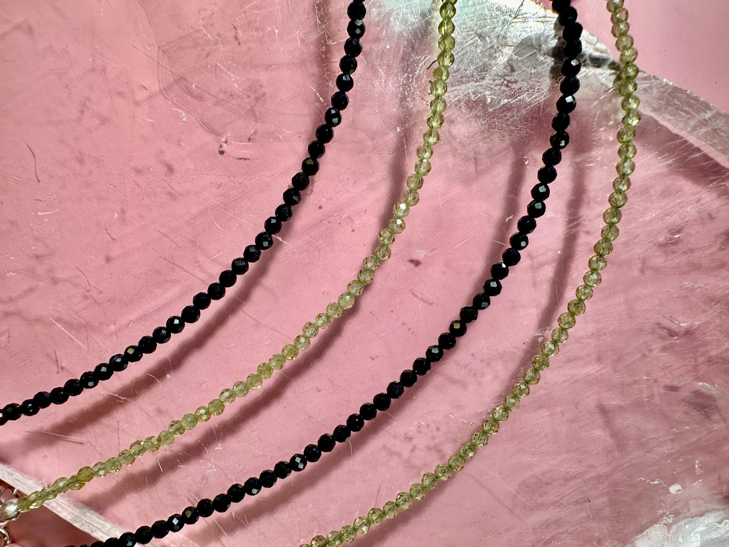 2mm Faceted Peridot Bracelet with 925 Silver Adjustable Extender