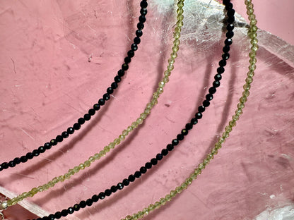 2mm Faceted Peridot Bracelet with 925 Silver Adjustable Extender