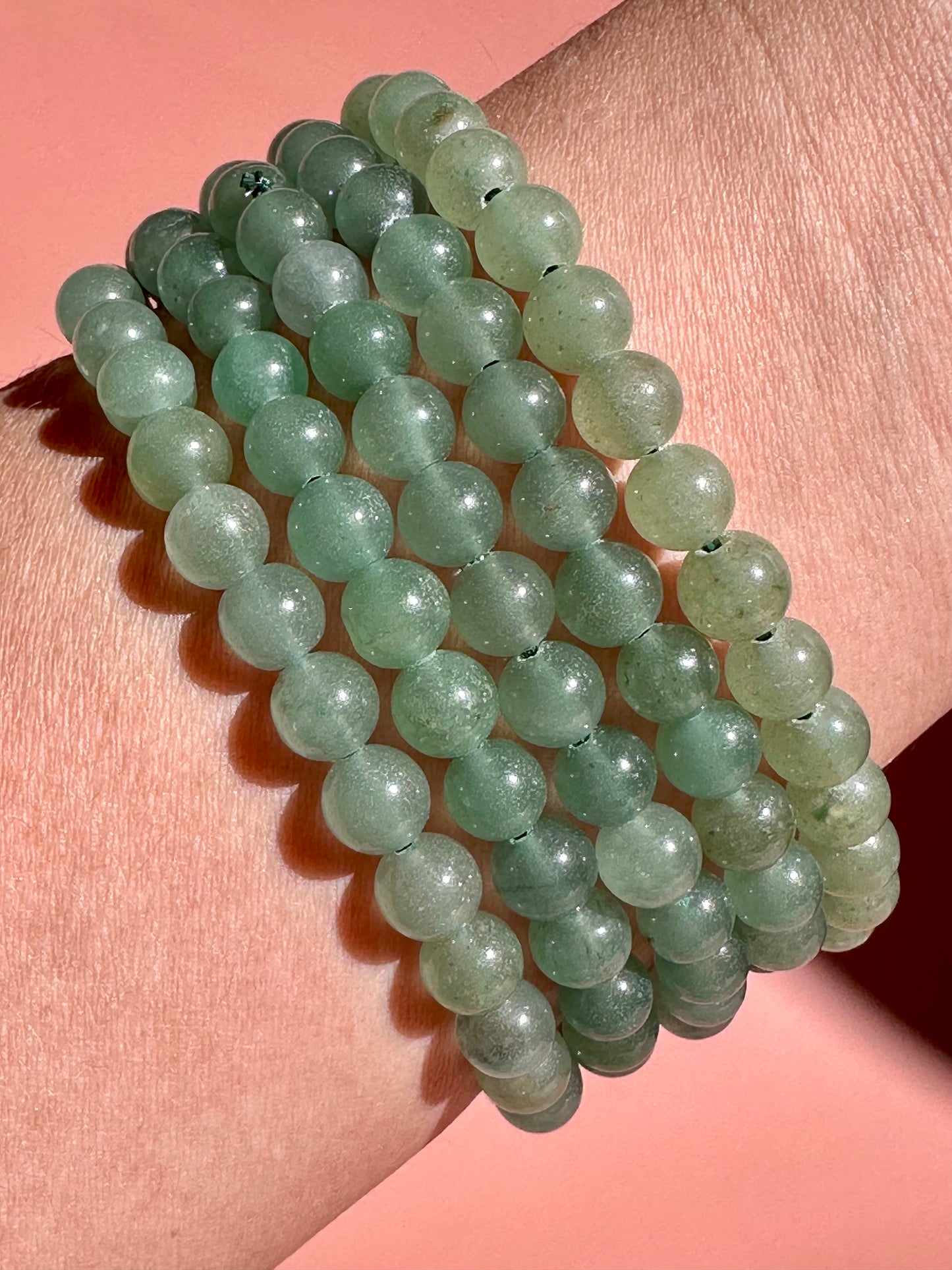 6mm Green Jade Beaded Bracelet