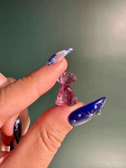 Mini Rainbow Fluorite Sitting Dog | Crystal Carving