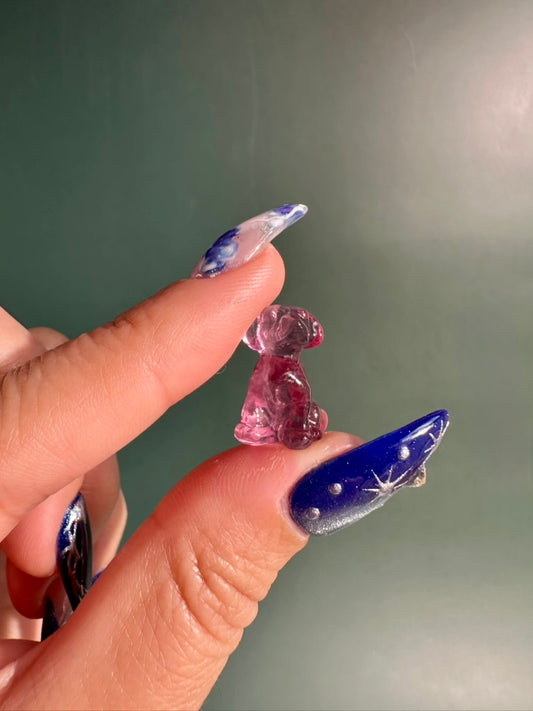 Mini Rainbow Fluorite Sitting Dog | Crystal Carving