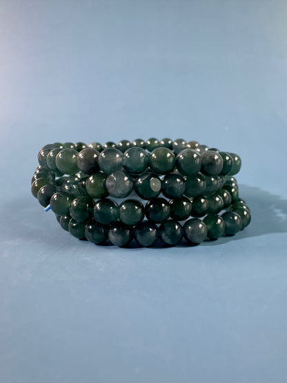 6mm Blue Water Jade Beaded Bracelet