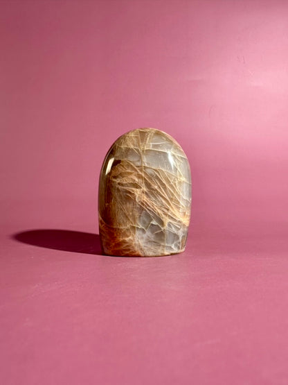 Peach Moonstone Standing Freeform – Option B | Intuition, Calm & Emotional Healing Crystal