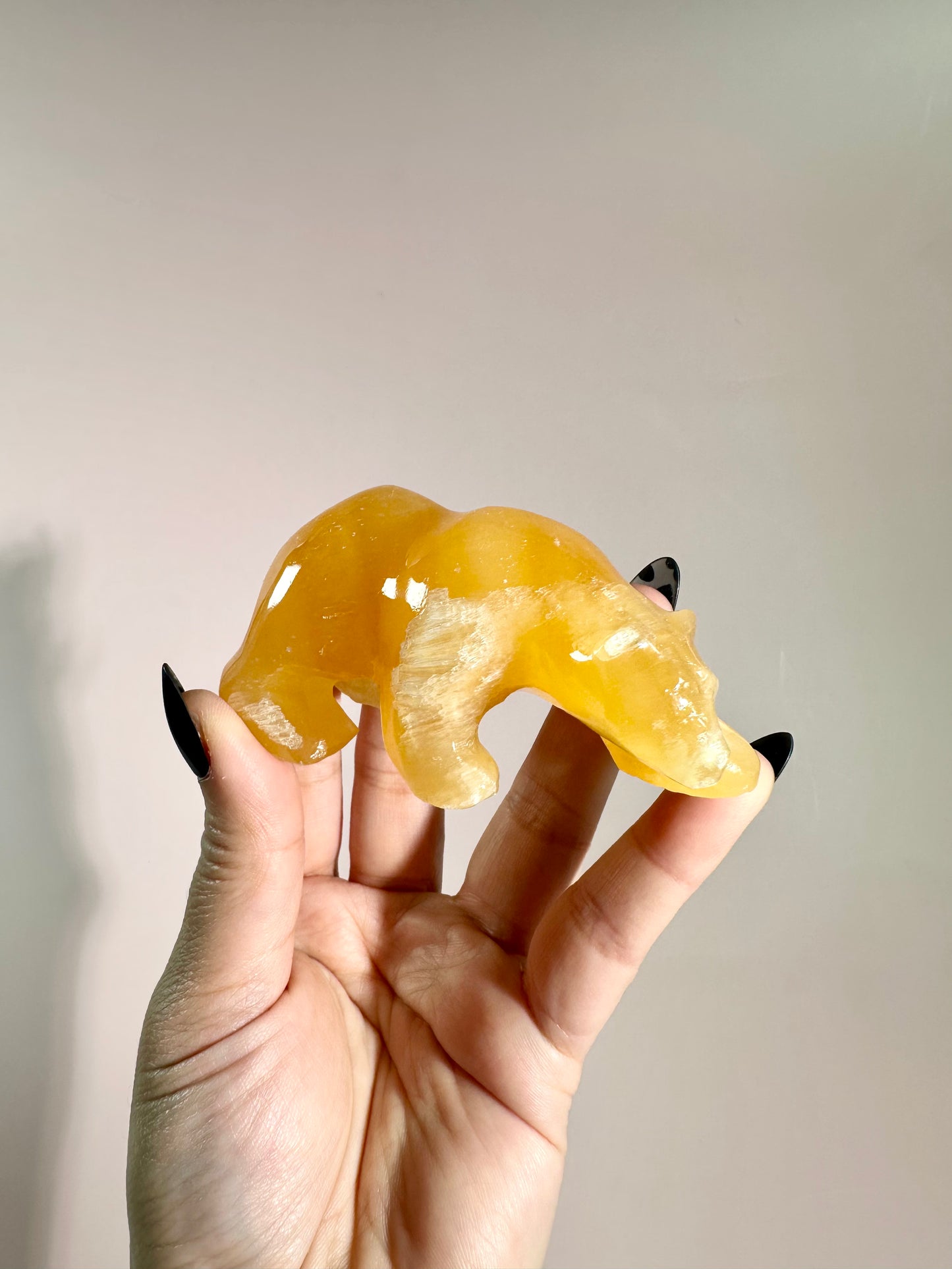 Orange Calcite Bear Carving