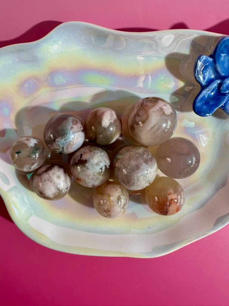 Small Flower Agate Sphere 20mm | Mini Crystal Sphere