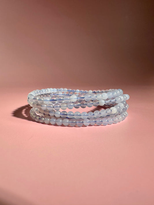 4mm Blue Chalcedony Beaded Bracelet