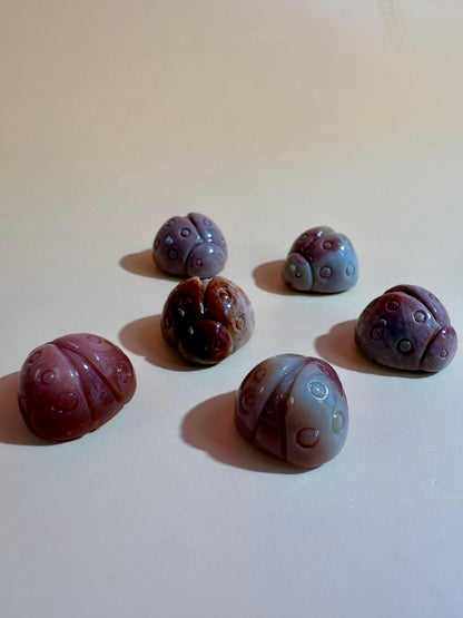 Mini Alashan Agate Ladybug | Cute Crystal Carving