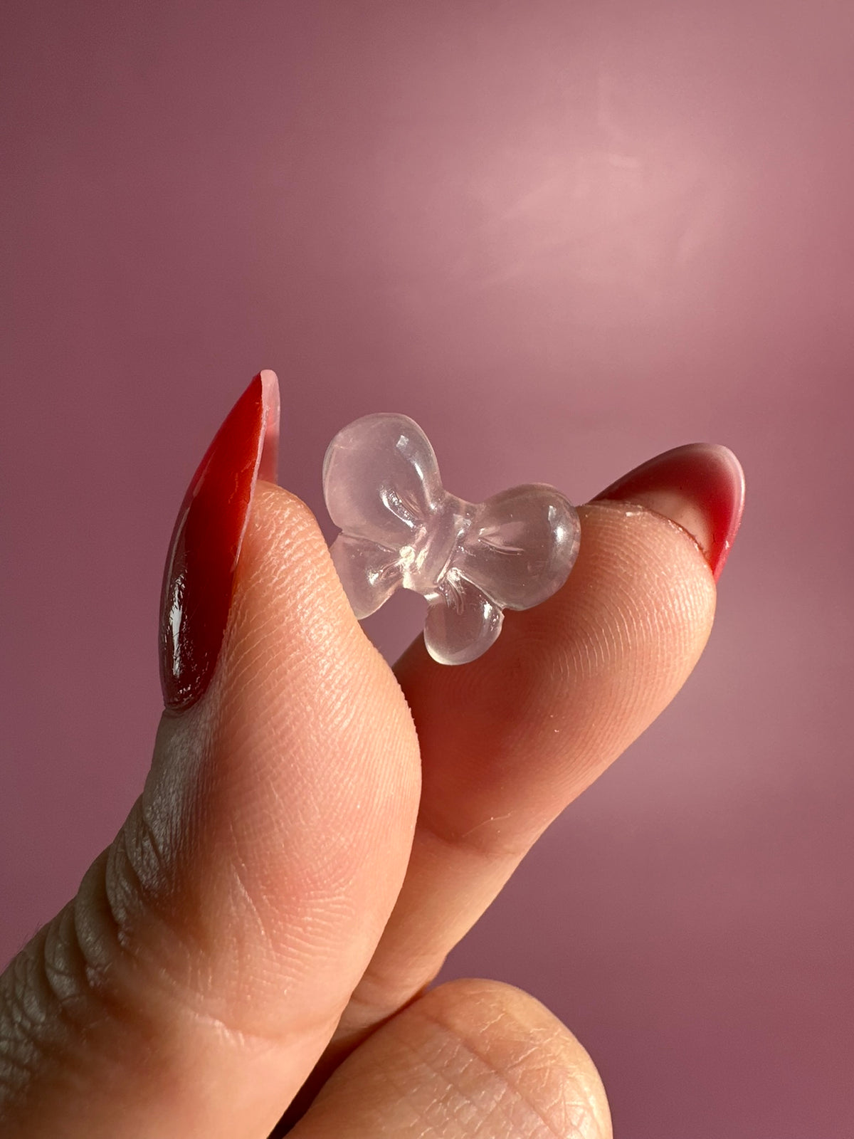 Mini Rose Quartz Bow | Cute Pink Crystal Carving