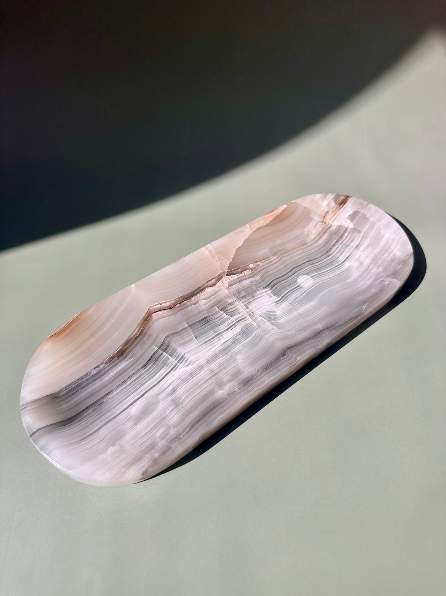 Banded Onyx Long Oval Tray
