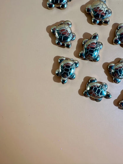 Small Golden Hematite Turtle | Metallic Crystal Carving