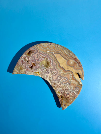 Pink Crazy Lace Agate Crescent Moon Carving – Option C | Harmony, Growth & Joyful Energy