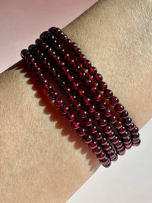 4 mm Garnet Beaded Bracelet