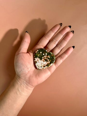 Ocean Jasper Heart Carving – C