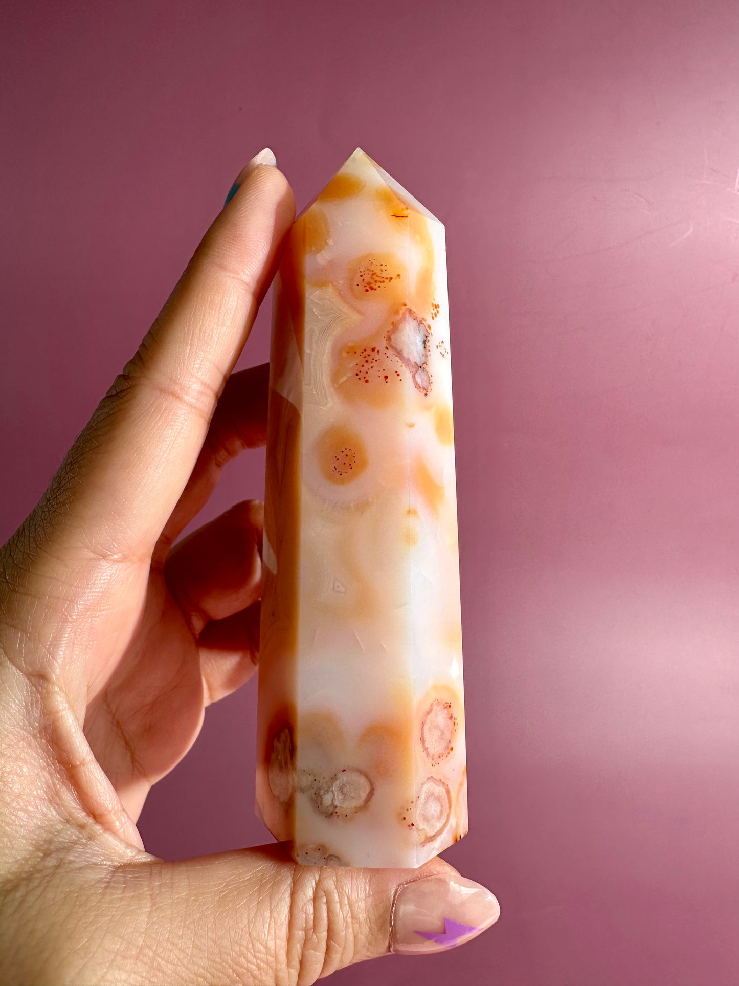 Carnelian Flower Agate Tower Option G | Joy, Confidence & Personal Growth Crystal
