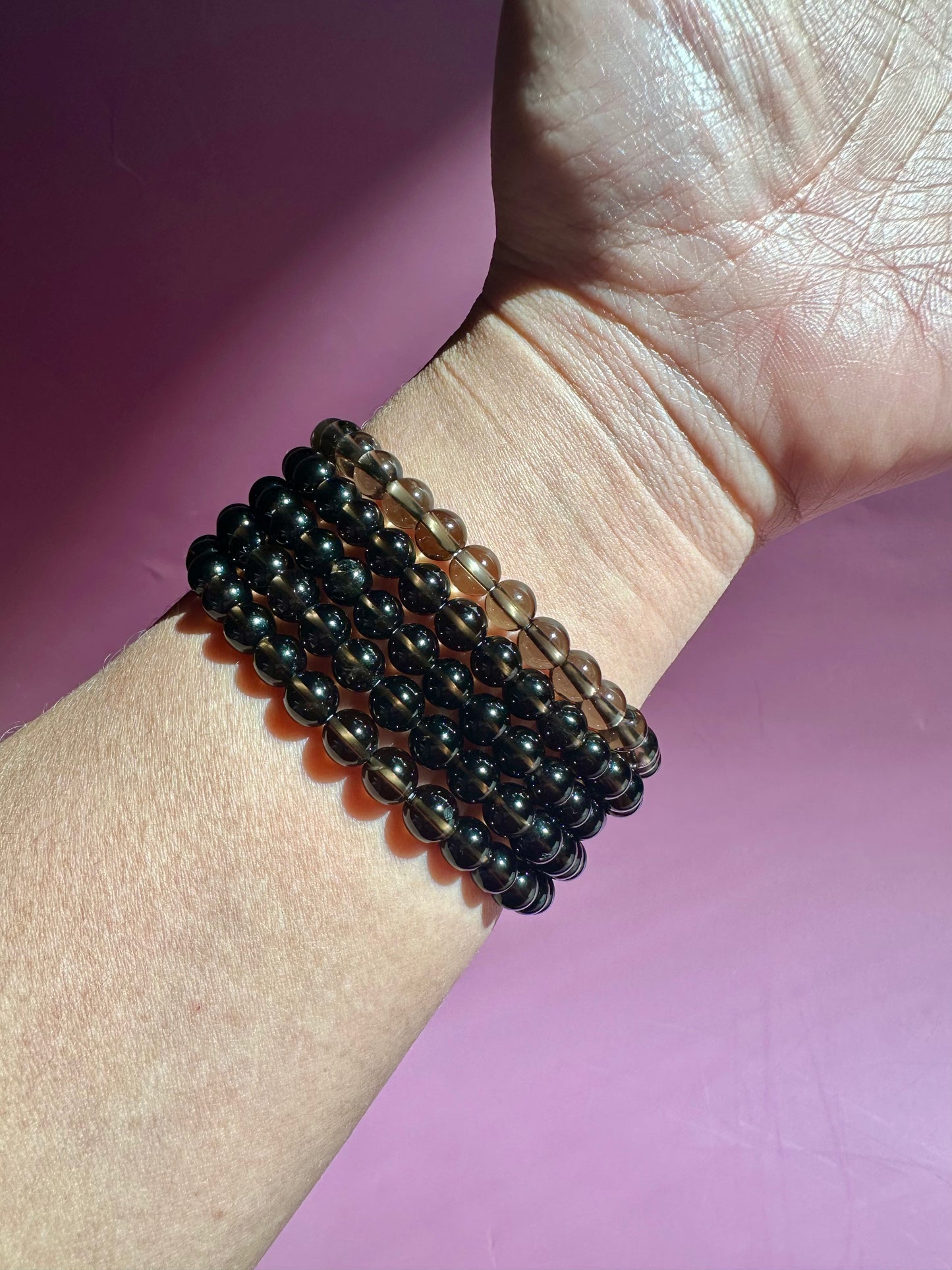 6mm Smoky Quartz Beaded Bracelet