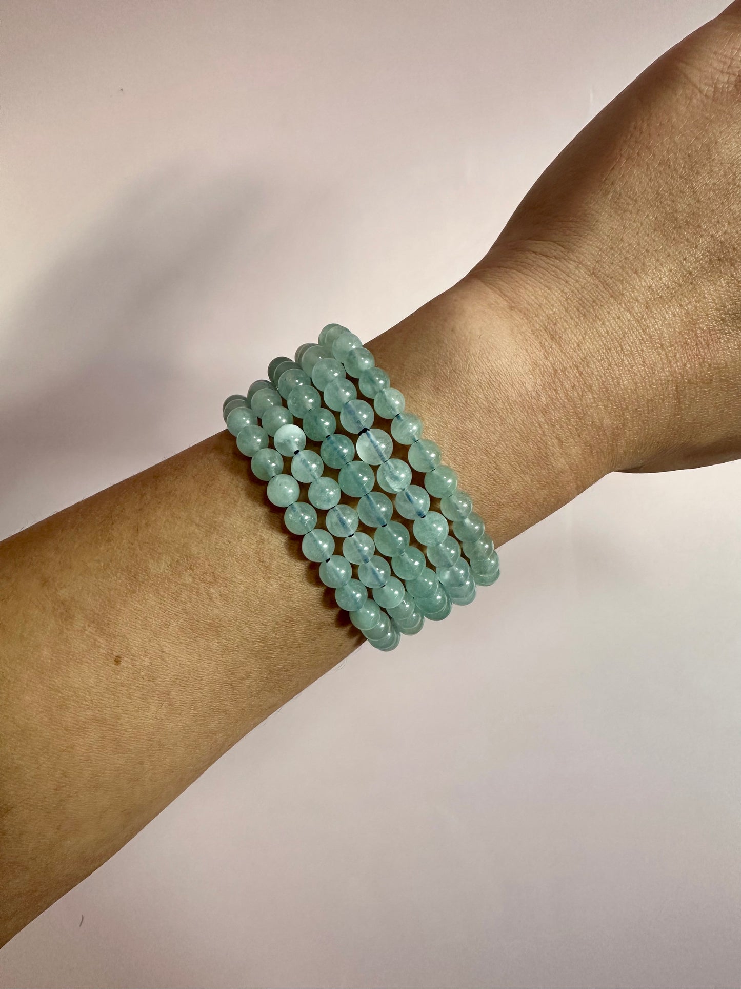 6mm Aquamarine Beaded Bracelet