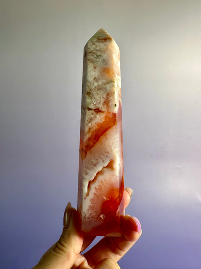 Carnelian Flower Agate Tower Option M | Growth, Creativity & Confidence Crystal