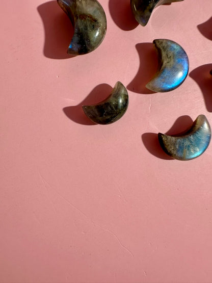 Mini Labradorite Crescent Moon | Flashy Crystal Carving