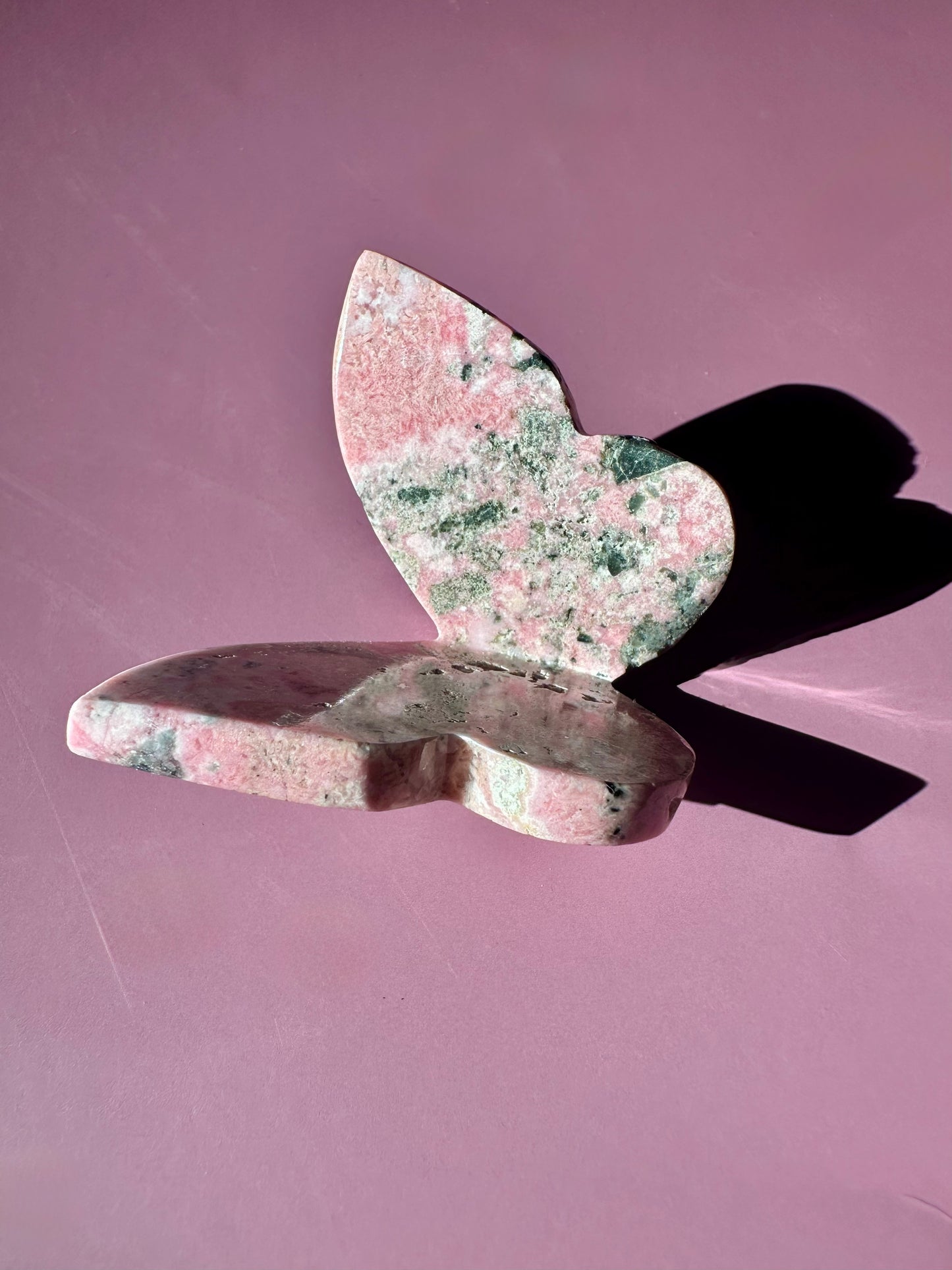 Rhodonite 3D Butterfly Carving