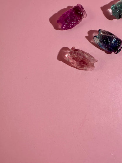 Mini Rainbow Fluorite Cicada | Insect Crystal Carving