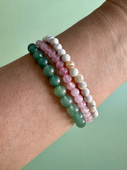 Bracelet Bundle Set: “Mother’s Love” - Mother of Pearl, Rose Quartz, Green Jade