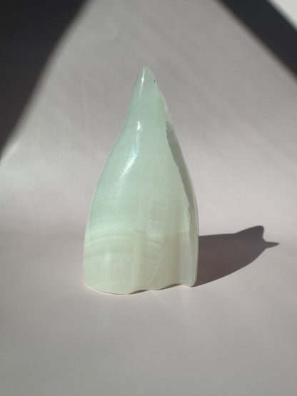 Hand-Carved White Onyx Kitty Cat Ghost