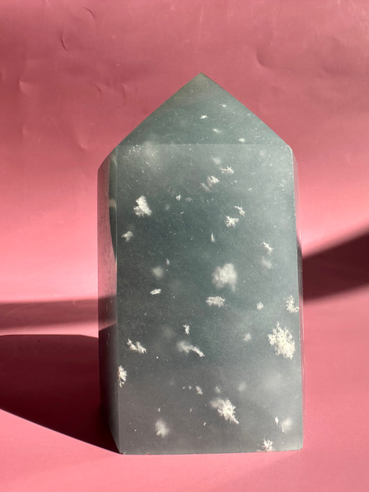 Large Peruvian Snowflake Angelite Tower - B
