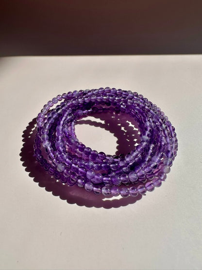 4mm Amethyst Beaded Bracelet