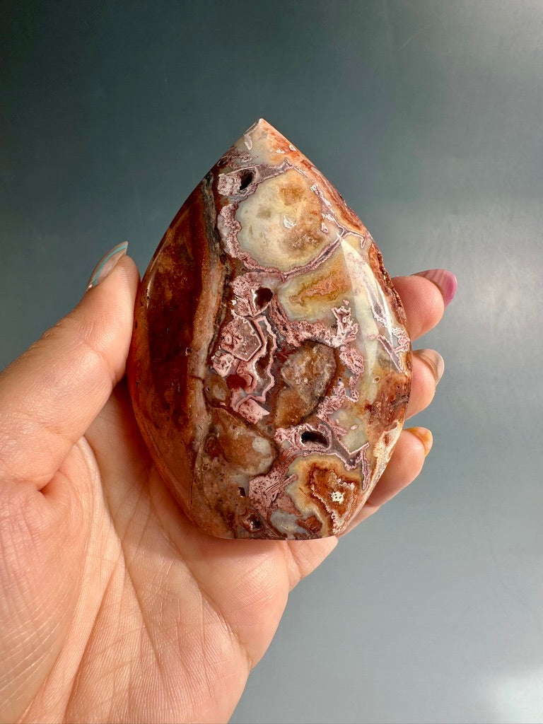 Indonesian Pink Crazy Lace Agate Flame – Option D | Inner Peace, Self-Love & Collector Crystal