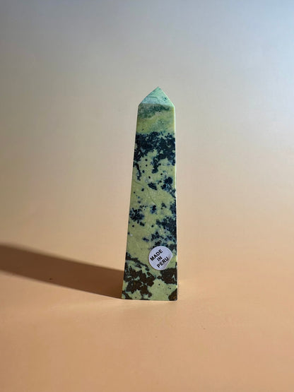 Serpentine with Pyrite Tower (Peru) Option D | Growth, Protection & Prosperity Crystal