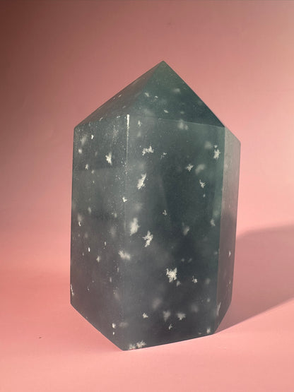 Large Peruvian Snowflake Angelite Tower - A