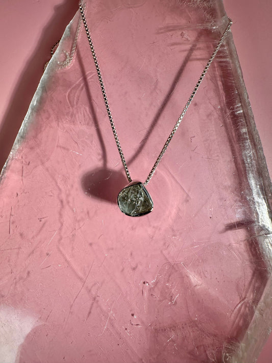 925 Sterling Silver Herkimer Diamond Bezel Slider Necklace